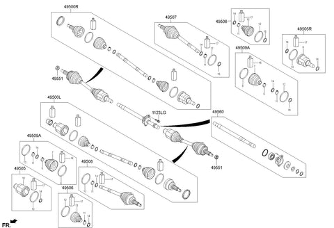 SHAFT ASSY-DRIVERH <br>49501-B1100, <br>49501B1100, <br>49501 B1100 <br>(Original, New)