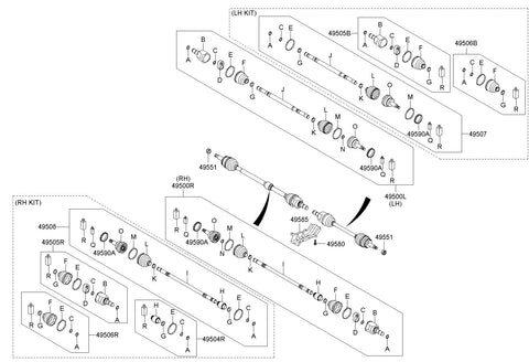 JOINT KIT-FR AXLE DIFF SIDELH 49536-1R001 495361R001 49536 1R001