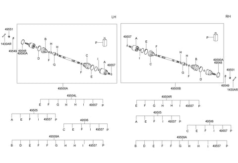 BOOT KIT-FR AXLE WHEEL SIDE 49509-17A00 4950917A00 49509 17A00