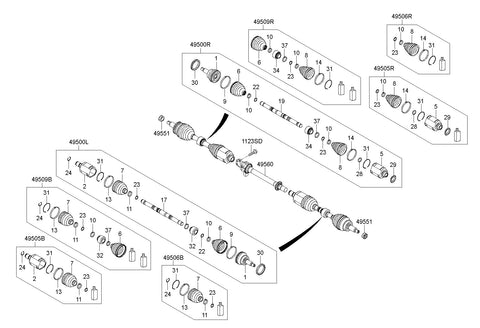 JOINT KIT-FR AXLE DIFF SIDELH 49582-2W200 495822W200 49582 2W200