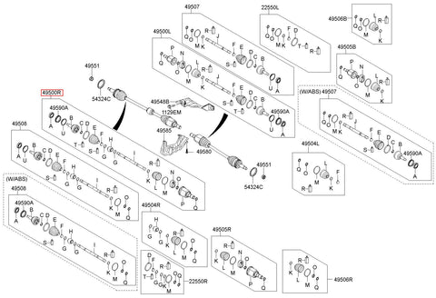 JOINT ASSY-CV RH 49501-A5400 (Original, New)