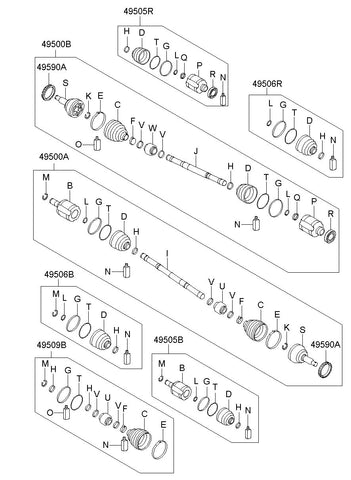 [ORIGINAL] BOOT KIT-FR AXLE DIFF SIDELH 49506-2BA70 495062BA70 49506 2BA70