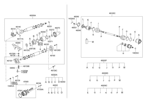BOOT KIT-RR AXLE DIFF SIDE 49506-26T00 4950626T00 49506 26T00