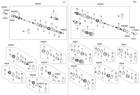 BOOT KIT-FR AXLE WHEEL SIDE 49509-26A00 4950926A00 49509 26A00