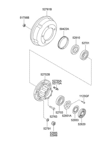 HUB-RR WHEEL <br>52752-5K011, <br>527525K011, <br>52752 5K011 <br>(Original, New)