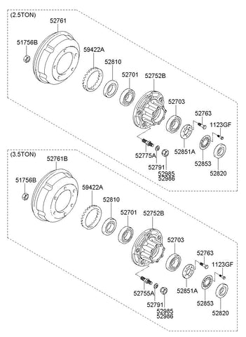 BEARING ASSY-HUB OTR <br>52703-5K300, <br>527035K300, <br>52703 5K300 <br>(Original, New)