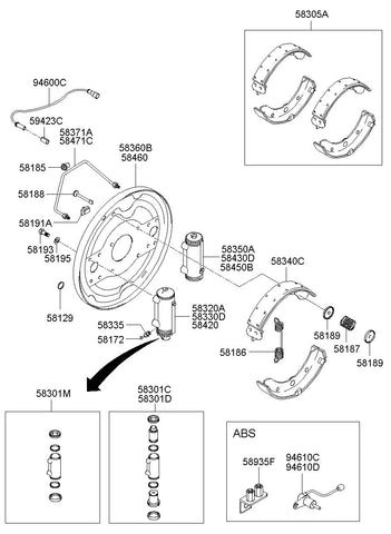 SHOE & LINING KIT-BRAKE <br>58305-45A61, <br>5830545A61, <br>58305 45A61 <br>(Original, New)