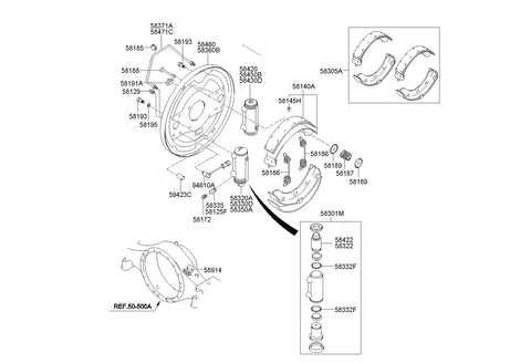 CYLINDER ASSY-REAR BRAKE REAR RHLH <br>58430-5K500, <br>584305K500, <br>58430 5K500 <br>(Original, New)