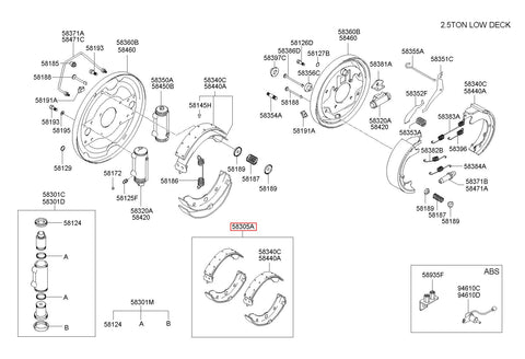 SHOE & LINING KIT-BRAKE 58305-45A53 (Original, New)