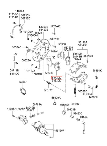 CYLINDER ASSY-RR WHEEL RR, RH 58430-62004 (Original, New)