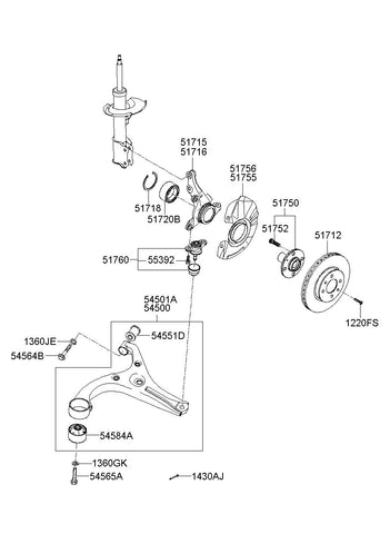 ARM COMPLETE-FR LWRRH <br>54501-3F670, <br>545013F670, <br>54501 3F670 <br>(Original, New)