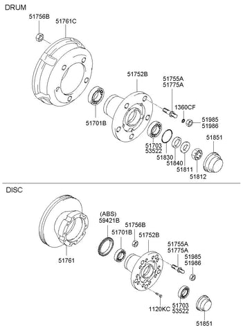 HUB-FR WHEEL <br>51752-45202, <br>5175245202, <br>51752 45202 <br>(Original, New)