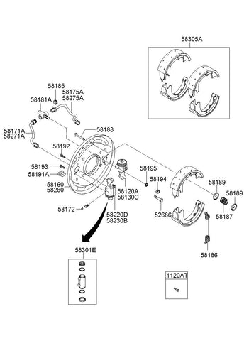 CYLINDER ASSY-FR BRAKE LHUP <br>58120-5K100, <br>581205K100, <br>58120 5K100 <br>(Original, New)