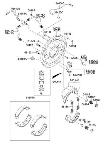 CYLINDER ASSY-FR BRAKE LHUP <br>58120-5K001, <br>581205K001, <br>58120 5K001 <br>(Original, New)