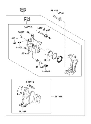 BRAKE ASSY-FRRH <br>58130-2P000, <br>581302P000, <br>58130 2P000 <br>(Original, New)