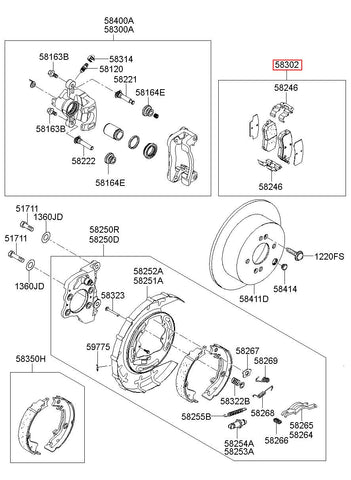 PAD KIT-REAR DISC BRAKE 58302-D3A00 (Original, New)