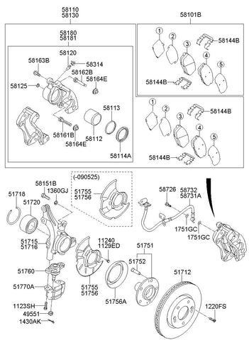 BEARING-FRONT WHEEL HUB <br>51720-2K000, <br>517202K000, <br>51720 2K000 <br>(Original, New)