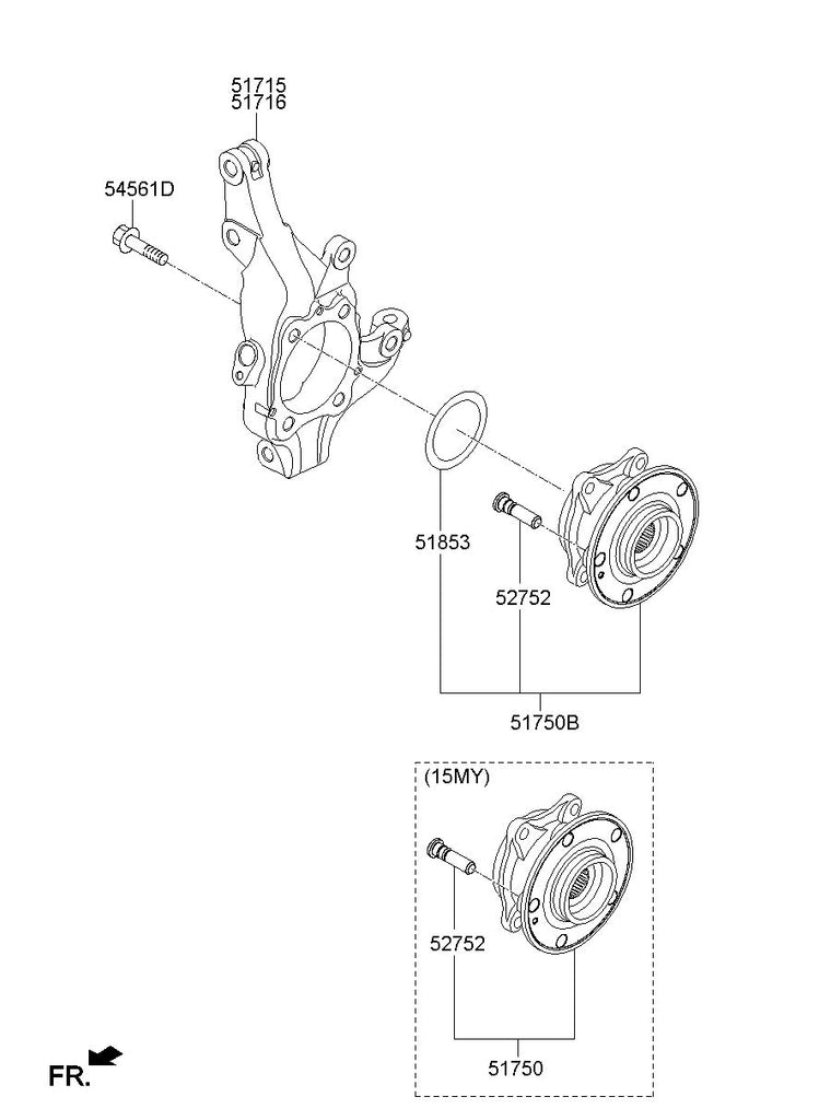 KNUCKLE-FRONT AXLELH 51715-2W000, 517152W000, 51715 2W000 (Original, N ...