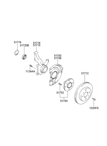 BEARING-FRONT WHEEL HUB <br>51720-3A200, <br>517203A200, <br>51720 3A200 <br>(Original, New)