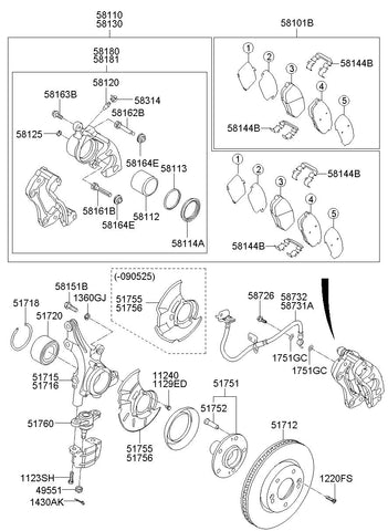 PAD KIT-FRONT DISC BRAKE <br>58101-1MA01, <br>581011MA01, <br>58101 1MA01 <br>(Original, New)