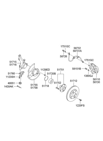BRAKE ASSY-FR LH 58110-2H500 581102H500 58110 2H500
