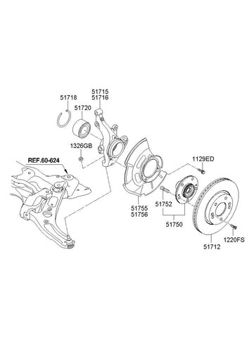 HUB ASSY-FR WHEEL <br>51750-1P000, <br>517501P000, <br>51750 1P000 <br>(Original, New)