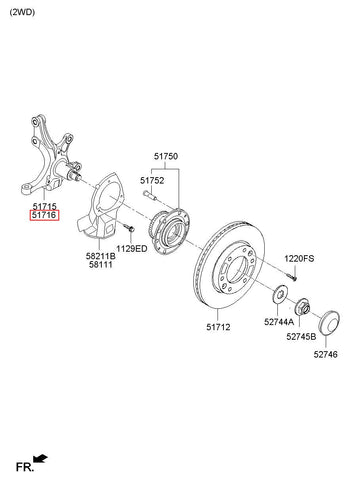 KNUCKLE-FR AXLE RH 51716-4H200 (Original, New)