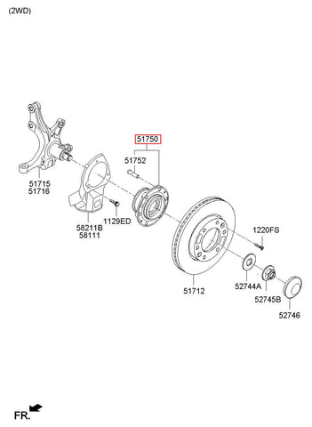 HUB ASSY-FR WHEEL 51750-4H050 (Original, New)