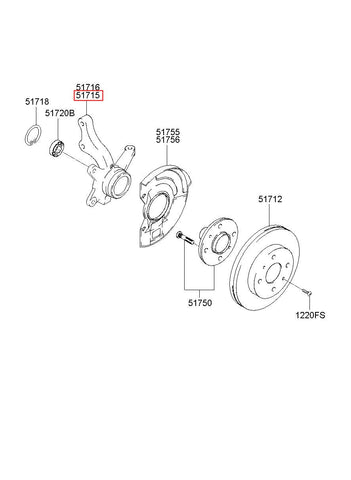 KNUCKLE-FR AXLE LH 51715-1C010 (Original, New)