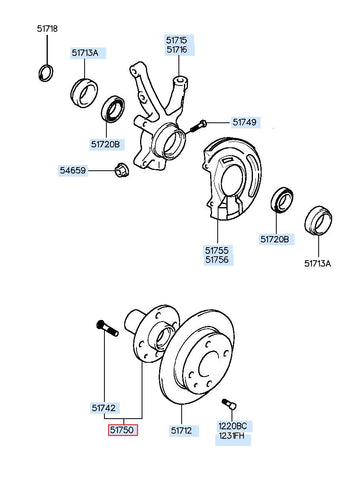 HUB ASSY-FR WHEEL 51750-C1000 (Original, New)