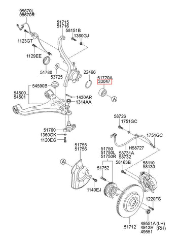 BEARING FRONT WHEEL 51720-2J000 517202J000 51720 2J000