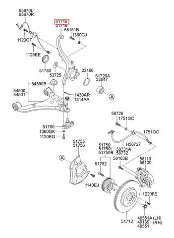 KNUCKLE-FR AXLE LH 51715-2J002 (Original, New)