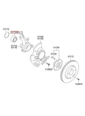 BEARING-FR WHEEL HUB 51720-3S100 (Original, New)