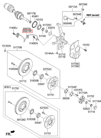 SENSOR ASSY-ABS FRONT WHEEL ,R 95671-4F700 (Original, New)