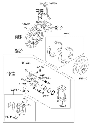 BRAKE ASSY-PARKING RR RH 58270-2P100 582702P100 58270 2P100