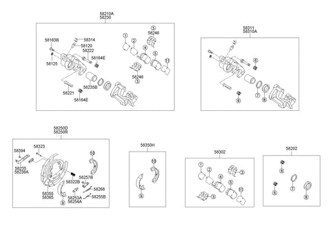 BRAKE ASSY-PARKING RR,RH <br>58270-1H000, <br>582701H000, <br>58270 1H000 <br>(Original, New)