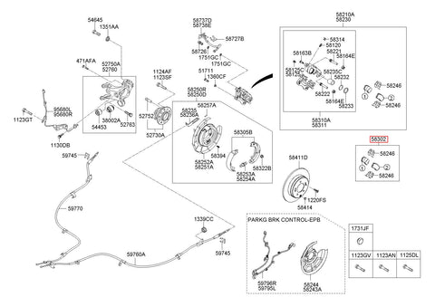 PAD KIT-RR DISC BRAKE 58302-3RA05 (Original, New)