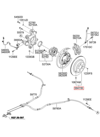 DISC ASSY-RR BRAKE 58411-3M300 (Original, New)