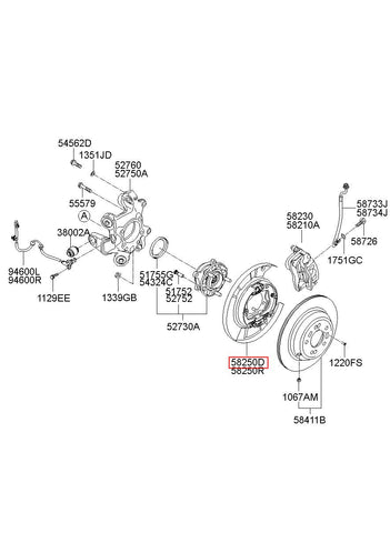 BRAKE ASSY-PARKING RR,LH 58250-3M320 (Original, New)