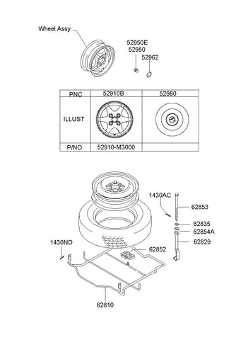 CAP ASSY-WHEEL HUB <br>52960-M3500, <br>52960M3500, <br>52960 M3500 <br>(Original, New)