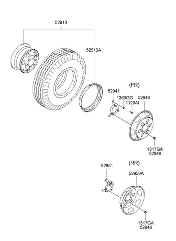 COVER ASSY-RR WHEEL <br>52950-55200, <br>5295055200, <br>52950 55200 <br>(Original, New)