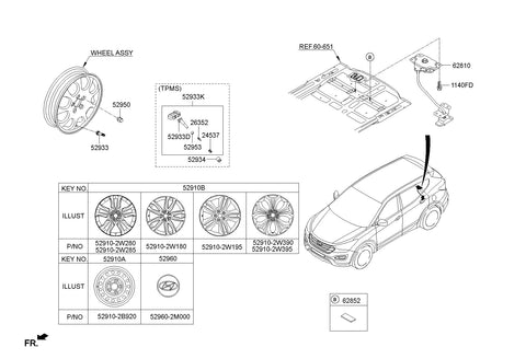 WHEEL ASSY-ALUMINIUM <br>52910-2W390, <br>529102W390, <br>52910 2W390 <br>(Original, New)