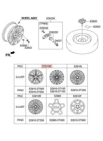 WHEEL ASSY-ALUMINIUM 52910-3T750 (Original, New)