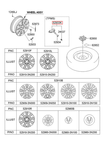 VALVE-TPMS 52933-3N100 (Original, New)