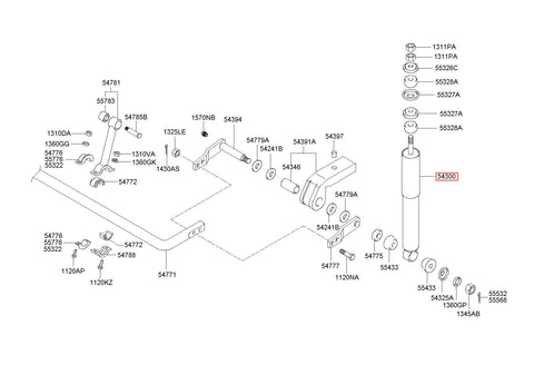 SHOCK ABSORBER ASSY-FR 54300-57050 (Original, New)