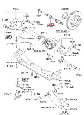SHAFT ASSY-DRIVE,LH 49500-D3170 (Original, New)