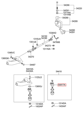 [ORIGINAL] BALL JOINT-UPR ARM LH 54417-4A000 544174A000 54417 4A000