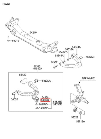 BALL JOINT ASSY-LWR ARM 54530-C1000 (Original, New)