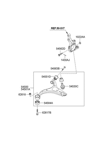 ARM COMPLETE-FR LWR RH 54501-2B000 545012B000 54501 2B000