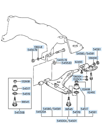 ARM & BALL JOINT ASSY-LWR RH 54501-35210 5450135210 54501 35210